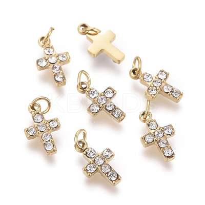 316 Surgical Stainless Steel Tiny Cross Charms STAS-F256-023D-G-1