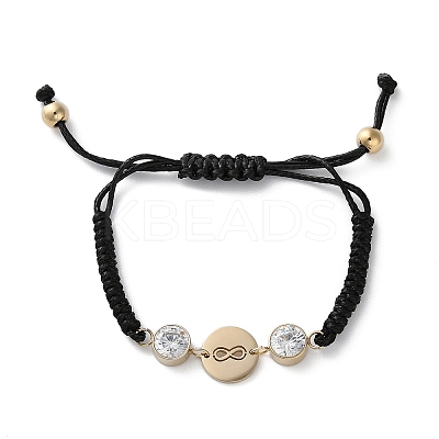 Flat Round with Infinity 304 Stainless Steel Link Bracelets BJEW-A036-04B-G-1