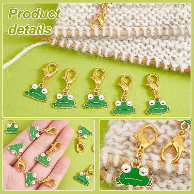Alloy Enamel Frog Pendant Locking Stitch Markers HJEW-AB00061-1