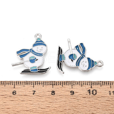 Rack Plating Alloy Enamel Snowman Pendants ENAM-T024-78A-P-1