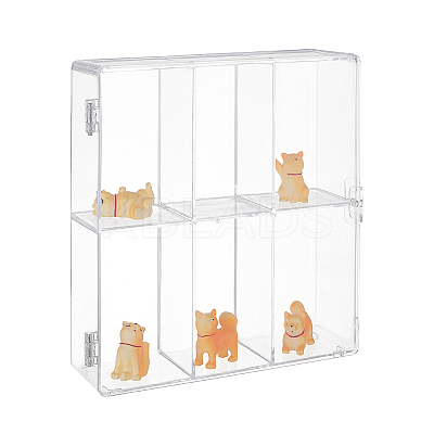 2-Tier 6 Grids Transparent Plastic Action Figures Display cases ODIS-WH0020-90-1
