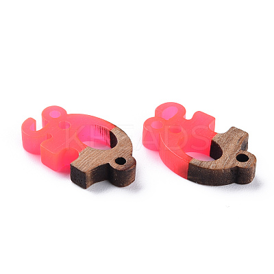 Opaque Resin & Walnut Wood Links Connectors RESI-T035-51-1