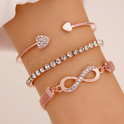 Alloy Rhinestone Bangle Sets WH-WG0FC9B-01-1