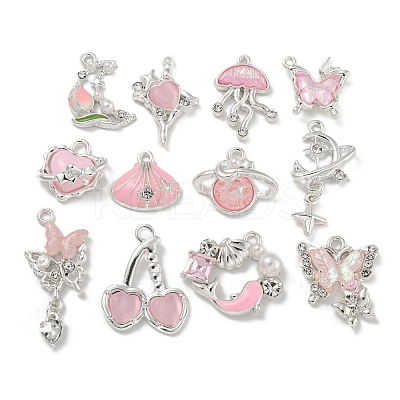 Alloy Rhinestone & Enamel Pendants PALLOY-F312-02S-1