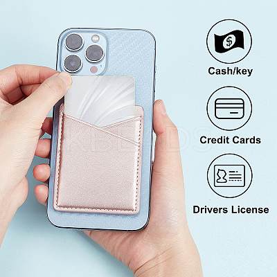 8Pcs 4 Colors PU Leather Cell Phone Adhesive Card Holders DIY-CP0007-47-1