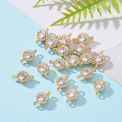 Flower Brass Micro Pave Cubic Zirconia Links Connectors X-ZIRC-L054-09KCG-NR-1