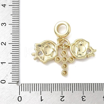 Brass Clear Cubic Zirconia European Dangle Charms LS-KK-K368-26G-1