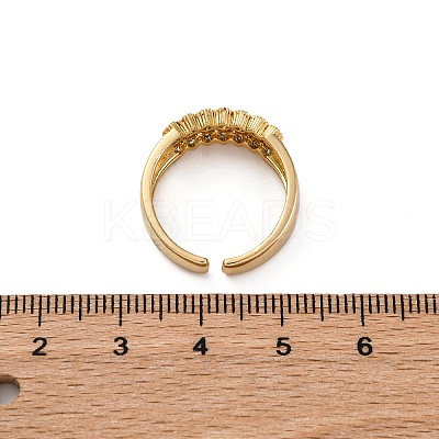 Brass Micro Pave Clear Cubic Zirconia Cuff Finger Rings for Women RJEW-G337-27G-1