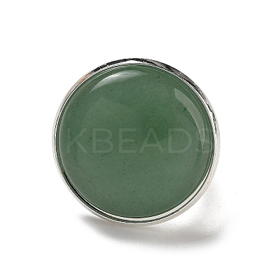 Natural Green Aventurine Round Adjustable Rings RJEW-K371-09S-13-1