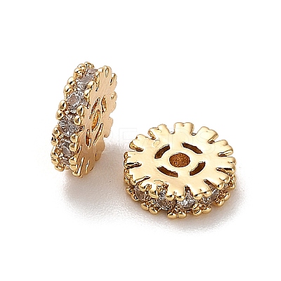 Brass Micro Pave Clear Cubic Zirconia Beads KK-B110-07G-1