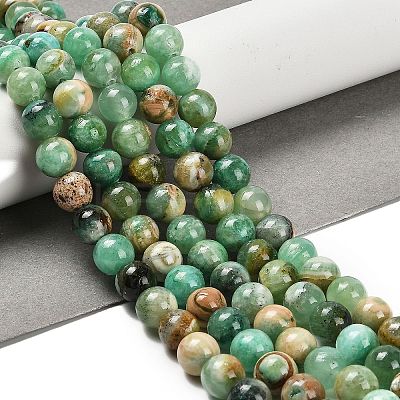 Natural Green Line Jasper Beads Strands X-G-B128-A03-03-1