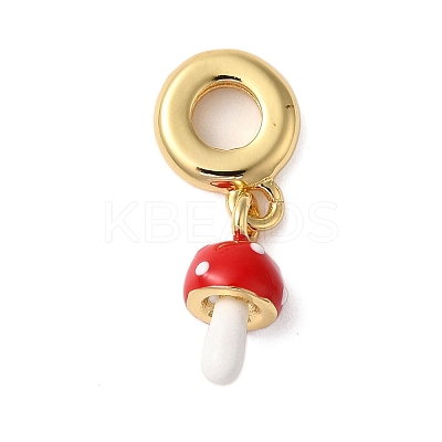 Rack Plating Brass Red Enamel European Dangle Charms KK-P279-38G-1