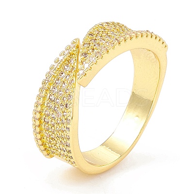 Clear Cubic Zirconia Triangle Open Cuff Ring X-RJEW-I083-18G-1