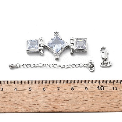 Brass & Cubic Zirconia & Glass Watch Band Clasps KK-G523-03P-01-1