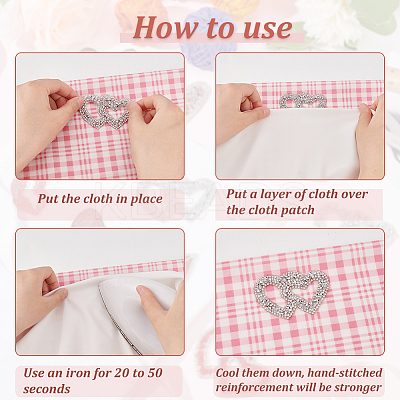 14Pcs 7 Style Valentine's Day Theme Hotfix Rhinestone Iron on Patches PATC-FG0001-70-1