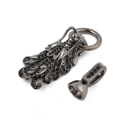 Brass Micro Pave Cubic Zirconia Fold Over Clasps KK-L223-003B-1