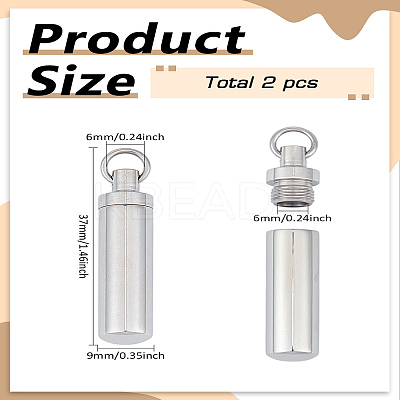 2Pcs 304 Stainless Steel Openable Pendants STAS-LP0002-73-1