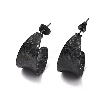 Ion Plating(IP) 304 Stainless Steel Chunky C-shape Stud Earrings EJEW-P198-08EB-1