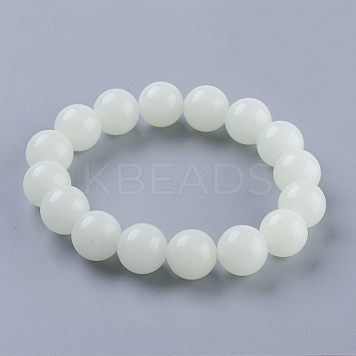 Synthetic Luminous Stone Beaded Stretch Bracelet BJEW-P203-8mm-01B-1