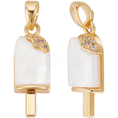 8Pcs Brass Clear Cubic Zirconia Pendants KK-BBC0006-99-1