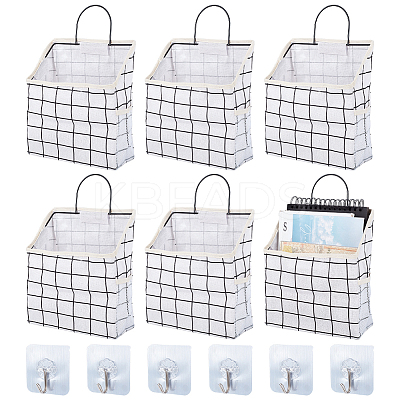 Tartan Pattern Polycotton Bedside Caddy for Student Dorm AJEW-WH0348-11-1