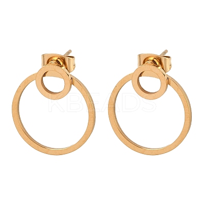 304 Stainless Steel Ring Stud Earrings EJEW-I320-12G-1