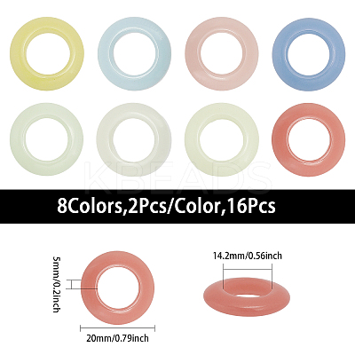 16Pcs 8 Colors Synthetic Luminous Stone Pendants G-CA0001-73-1