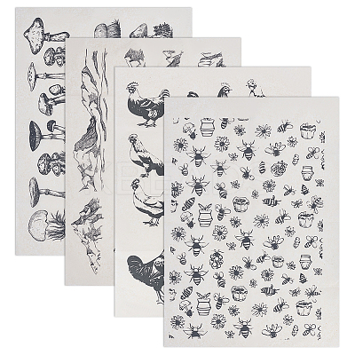 4Sheets 4 Styles Paper Ceramic Decals DIY-OC0014-68-1