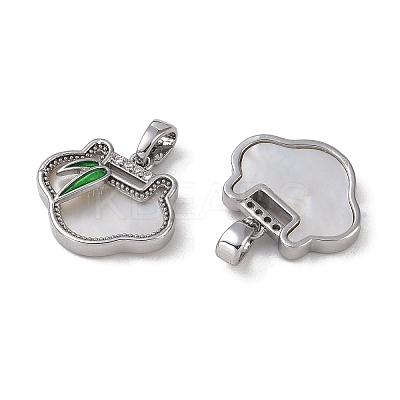 Brass & Shell & Clear Cubic Zirconia Charms KK-G497-18P-1