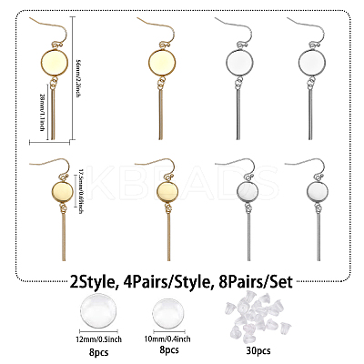 8 Pairs 4 Styles Blank Dome Glass Dangle Earrings EJEW-AB00008-1