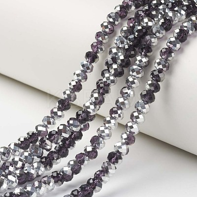 Electroplate Transparent Glass Beads Strands EGLA-A034-T6mm-M11-1