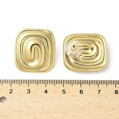 304 Stainless Steel Rectangle with Spiral Stud Earrings LS-EJEW-V006-05G-1