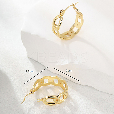 Simple 201 Stainless Steel Cuban Link Hoop Earrings LS-WG5268-1