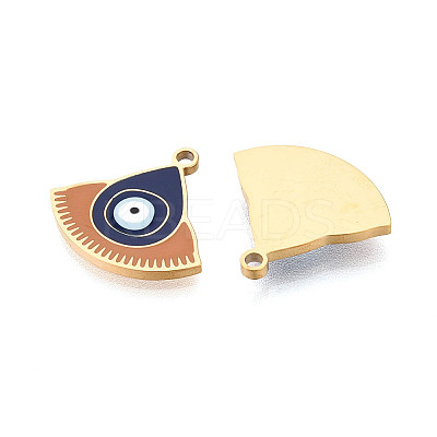 304 Stainless Steel & Enamel Evil Eye Pendants STAS-T073-16G-1