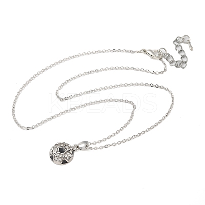 Zinc Alloy Crystal Rhinestone Sport Ball Pendant Cable Chain Necklaces LS-NJEW-U024-01P-05-1