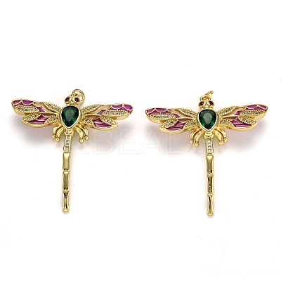 Autumn Theme Brass Micro Pave Cubic Zirconia Pendants X-ZIRC-L100-005G-1