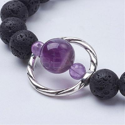 Natural Lava Rock Beads Stretch Bracelets BJEW-JB02838-1