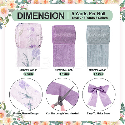 15 Yards 3 Colors Nylon Flower Printed Ribbon Sets OCOR-TA0002-31-1