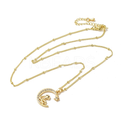 Brass Micro Pave Clear Cubic Zirconia Pendants Necklaces NJEW-K269-05G-08-1