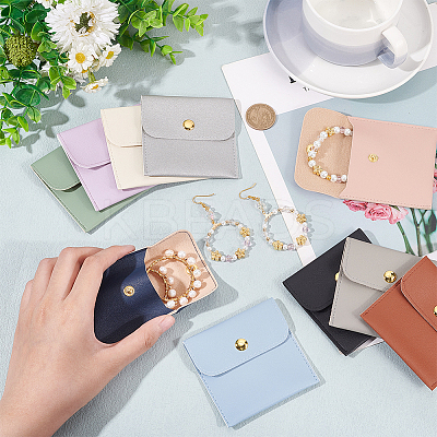 10Pcs 10 Colors PU Imitation Leather Jewelry Storage Bags ABAG-NB0001-94-1