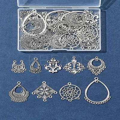 36Pcs 9 Styles Tibetan Style Alloy Chandelier Components Links TIBE-FS0003-24-1
