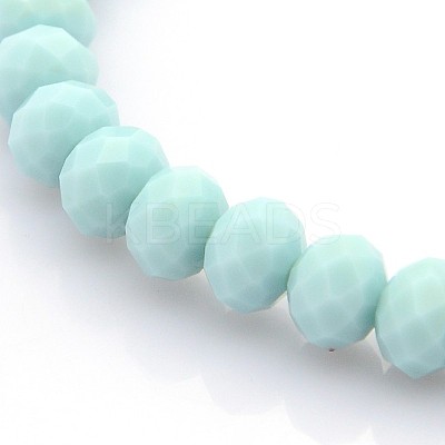 Faceted Opaque Solid Color Crystal Glass Rondelle Beads Stretch Bracelets BJEW-F072-M-1