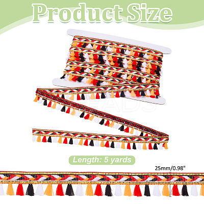 5 Yards Rainbow Color Polyester Fringe Ribbon SRIB-WR0001-16-1