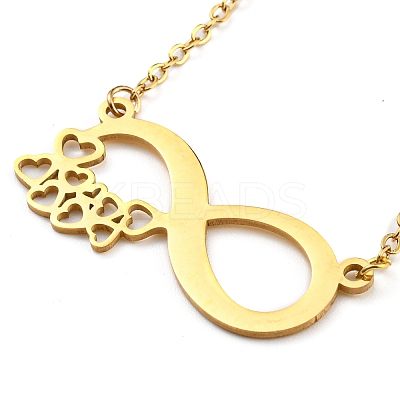 304 Stainless Steel Heart Infinity Pendant Necklaces for Women NJEW-A012-02G-1