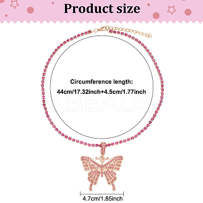 4Pcs 4 Colors Rhinestone Butterfly Pendant Necklaces Set with Cup Chains NJEW-AN0001-33-1