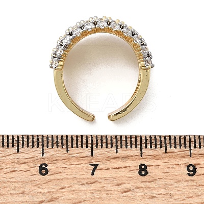 Brass Micro Pave Clear Cubic Zirconia Cuff Rings RJEW-H262-03G-1