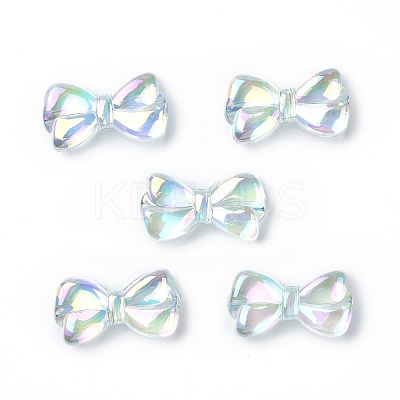 UV Plating Rainbow Iridescent Acrylic Beads OACR-H015-01-1