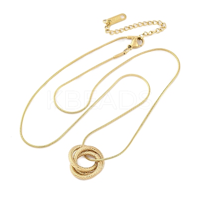 304 Stainless Steel Triple Circles Pendant Necklaces for Women NJEW-Z044-14G-1