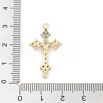 Brass Pave Colorful Glass Connector Charms KK-Q811-04KCG-1