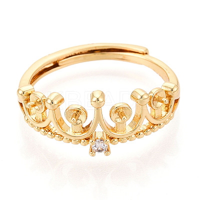 Crown Brass Micro Pave Cubic Zirconia Cup Peg Ring Settings LS-KK-N274-09G-1